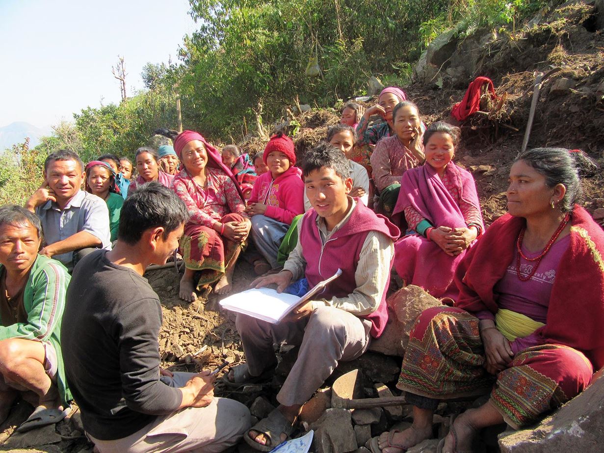 The people of Dhaulabaseni worked together to raise funds for their road-building project. Photo: Godawari Kafle