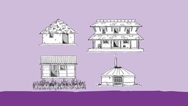 Ilustração de diferentes tipos de casas