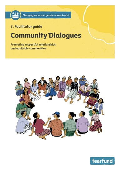 Illustration showing group of people gathered together in a circle