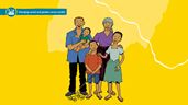 Illustration of a Family standing together