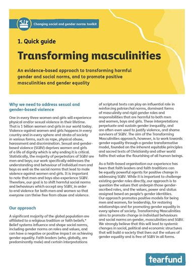 Cover of Transforming masculinities - the quick guide