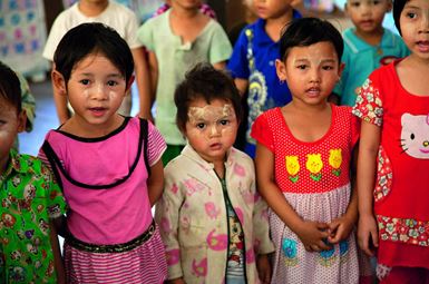 Children in an early years programme in Myanmar. Orphanages can transition to provide community services such as this. Photo: Alice Keen/Tearfund