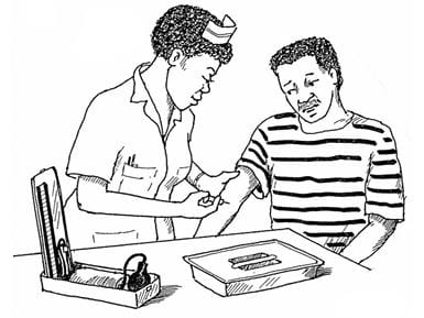 Prison Fellowship Zambia sends mobile medical clinics into prisons. Illustration from Petra Röhr-Rouendaal, Where there is no artist (second edition)