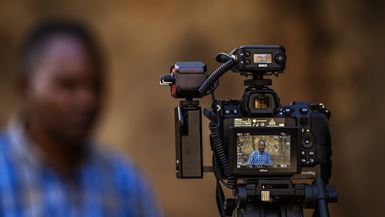 A programme director being interviewing in Ethiopia.