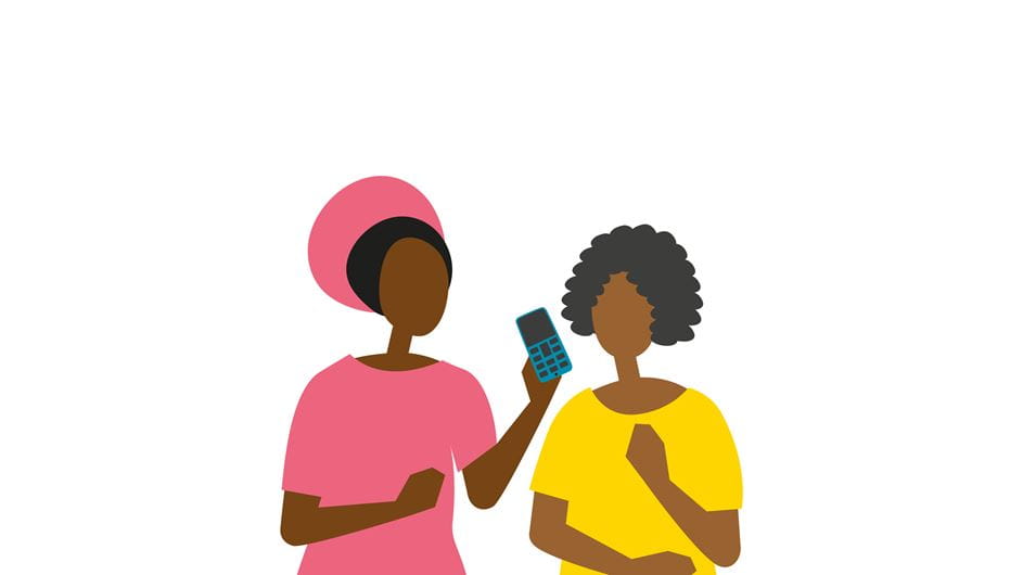 Two ladies with a mobile phone