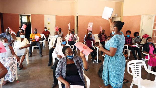 Community champions being trained by the Evangelical Fellowship of Zimbabwe. Photos: The Evangelical Fellowship of Zimbabwe