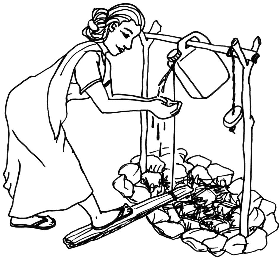 An illustration of a Tippy Tap device which serves as a hand-washing station