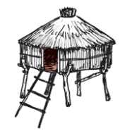 Un gallinero elevado construido con materiales locales. Ilustración: Agromisa Foundation and CTA 
