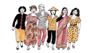 Ilustración de portada de mujeres de diferentes países
