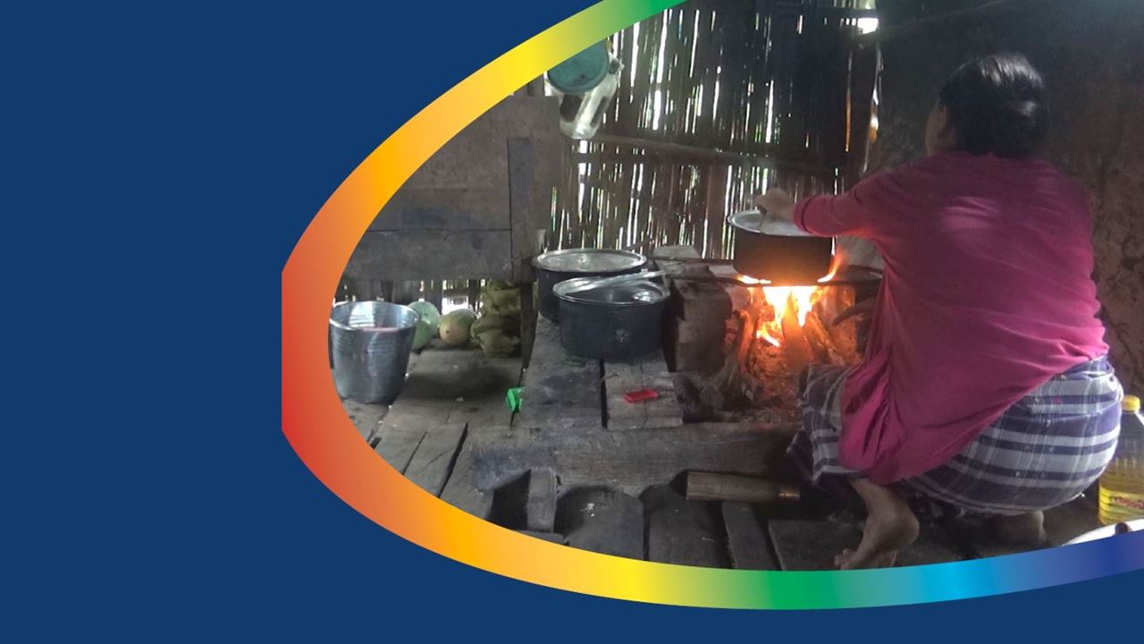 Cover image of a woman in Myanmar cooking on an inefficient wood-burning stove