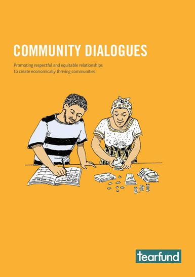 Community Dialogues cover image showing a man and a woman working together at a table